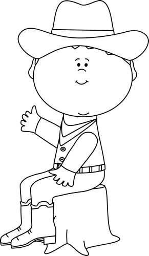 Black_and_White_Cowboy_Sitting_on_a_Tree_Stump